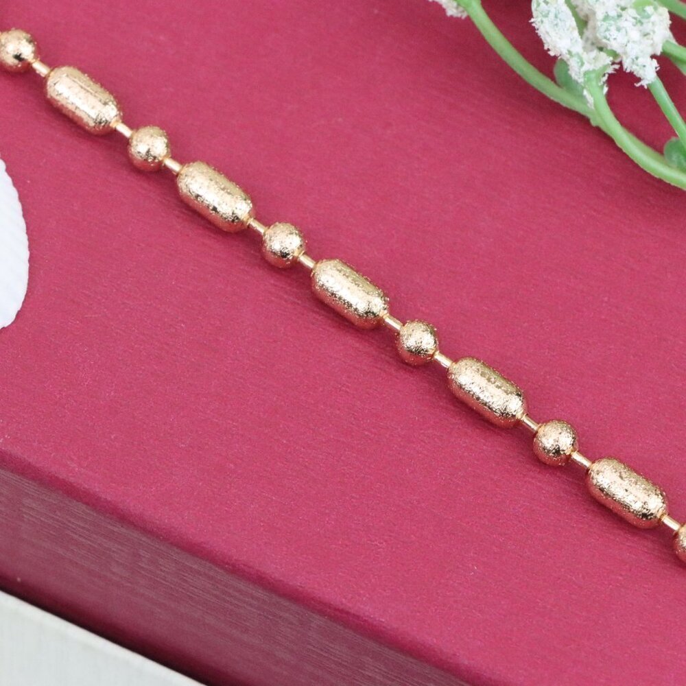 "Rose Gold Textured Bead Bracelet with Adjustable Chain, XPBL1156